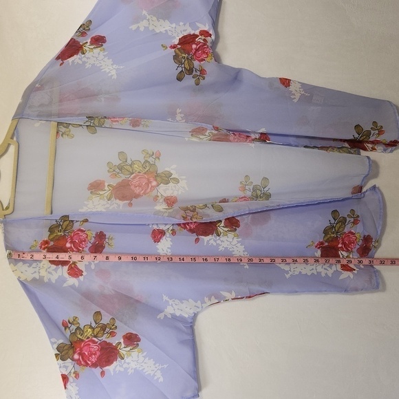 Women's Lavender Chiffon Beach Cardigan Blouse Shawl Loose Top Outerwear Size M - Picture 13 of 13